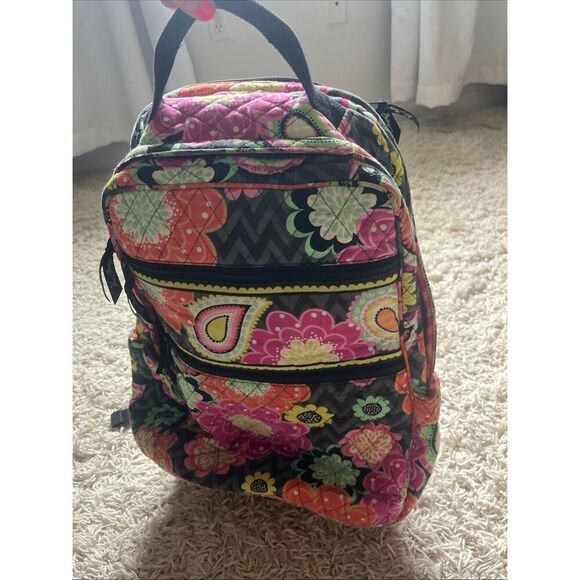 Vera Bradley Quilted Campus Backpack Ziggy Zinnia Pattern (Ret) Multi Cotton EUC - Picture 2 of 16